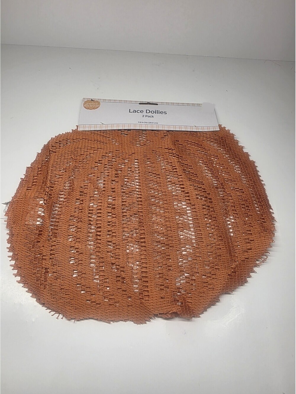 Lot Of 2 (4)*Perfect Harvest Pumpkin Lace Doilies*11.8 in* Orange*Fall*New